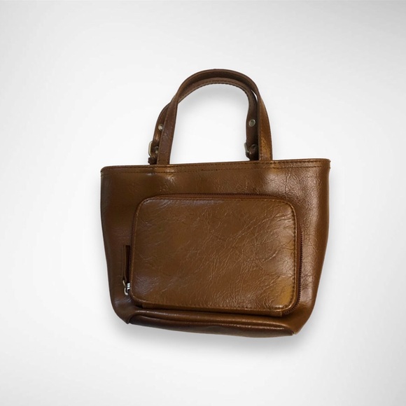 Y2K LEI Brown Faux  Leather Laced Studded Mini Bag Purse Handbag Boho Western - Picture 7 of 7